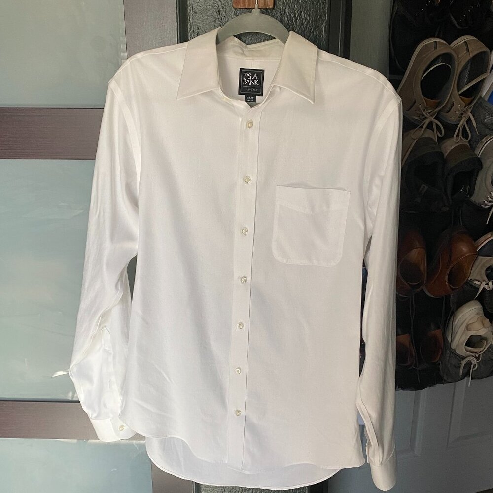 Joseph A. Bank Slim Fit Traveller White Men's Dress Shirt 15.5-35